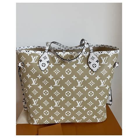 louis vuitton giant monogram neverfull khaki|Louis Vuitton Neverfull prices.